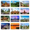 Imanes de Nevera de Vidrio con Paisajes de Xishuangbanna Templo Budista General Buda Dorado Palacio de Estilo Dai Decoraciones Magnéticas Culturales y Creativas de Recuerdo