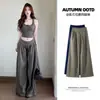 Pantalones deportivos para mujer estilo retro americano, nuevo modelo verano 2026, tiro bajo, cordón, holgados, adelgazantes, casuales, pantalones de pierna ancha fluidos