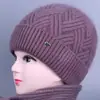 Gorro tejido, bufanda cálida para la abuela, gorro de algodón al por mayor, conjunto para mujer para mamá, gorro de lana para mediana edad y personas mayores, engrosado para otoño e invierno