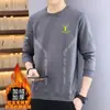 Sudadera con capucha para hombre de 360g Estilo Otoño/Invierno Aterciopelada Gruesa Holgada Versátil Moderna Sudadera de cuello redondo Top Casual