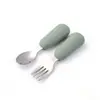 Amazon tazón de silicona con ventosa para bebé y palillos con recipiente interior de acero inoxidable desmontable, utensilios de alimentación para comida de bebé al por mayor