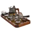 Taza de té para reunión en casa Juego de té Kung Fu traje Vidrio resistente al calor Mesa de té simple Juego de té para oficina Tetera con filtro