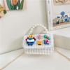 Bolso infantil de dibujos animados lindo, bolso cuadrado pequeño cruzado con cadena de moda, estilo occidental, color contrastante, bolso de hombro portátil para niñas, venta al por mayor