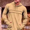 Novo Moletom com Capuz Casual de Cor Sólida com Costura de Corda de Manga Longa para Homens - Moda Outono/Inverno