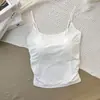 Almofada de Peito de Fita de Gelo Hot Girl Camisola Plissada Feminina Verão 2024 Novo Slim-fit Emagrecimento Desgaste Externo Top