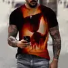 Fábrica de comercio exterior nuevo transfronterizo Halloween 3D digital talla grande tendencia de impresión de camisetas hombre manga corta hombre