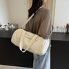 Bolsa esportiva feminina estilo japonês 2025, bolsa casual leve de um ombro, bolsa transversal portátil, bolsa cilíndrica de grande capacidade