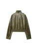 Para Exportación Transfronteriza Punto de Venta Invierno 2025 Nueva Ropa de Mujer Estilo Europeo y Americano Chaqueta Corta Retro Estilo Callejero Efecto Piel Sintética