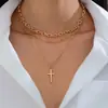 Collar de Borla Retro Transfronterizo Europeo y Americano Todo Fósforo Moda Simple Colgante Multicapa Cadena para Clavícula Apilada para Mujer