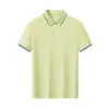 195g Seda de Gelo Secagem Rápida Gola Listrada Business Camisa POLO Manga Curta Camiseta Camisa Cultural Roupa de Trabalho Bordado Estampa Logo