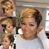 Pixie Wigs AliExpress Peluca Nueva Peluca Europea y Americana Cabello Corto Rizado de Mujer Mechas Teñido Seda de Alta Temperatura Fibra Química Peluca