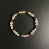 Estilo Verano Nuevo Estilo Chino Pulsera de Cuentas de Color Rojo y Azul Contrastante, Pulsera Elegante y Fresca para Mujer con Accesorios de Colgante de Zodiaco