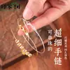Pulseira de Contas Ajustável com Fio Floral DIY Miçangas Feitas à Mão Banhada a Ouro 18K Acessórios de Miçangas Ultra Finos