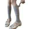 Meias Femininas Largas de Outono e Primavera Estilo Miu Polainas Cinzas com Pé Meias de Cano Longo Meias Femininas Estilo Ballet Meias de Algodão Atacado