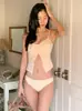 Biquíni Estilo Coreano 2026 Duas Peças Sexy Puro Desejo Tomara que Caia Cintura Baixa Estilo Férias na Praia