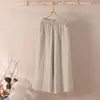 Pantalones de pierna ancha de algodón y lino de color liso para mujer, talla grande, estilo coreano nuevo de verano, holgados, talla grande, pantalones casuales, pantalones Capri versátiles, modernos