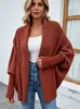 Novedad Otoño/Invierno 2026 Ropa de Punto Transfronteriza para Mujer Color Sólido Mangas Murciélago Estilo Europeo y Americano Suéter Cárdigan Abrigo Mujer