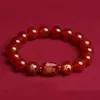 2026 Nuevo Modelo Pulsera de Cuentas Cubo Zodiaco Estampado en Oro Ágata Roja Natural para Mujer