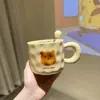 Celebridad de Internet Ins Oso Amarillo Leche Taza Hogar Taza de Agua de Alto Valor Linda Pareja Desayuno Taza de Café con Tapa