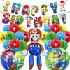 Venta caliente Super Mary Mario traje de película de aluminio decoración de fiesta de cumpleaños infantil globo de película de aluminio de látex