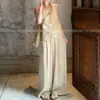 Elegante e simples 2026 verão versátil novo colete de botões com decote V calça pantalona conjunto design feminino senso de temperamento