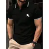 2026 Nuevo Transfronterizo Más Vendido Europeo y Americano Rayas Impresión 3D Cómodo Casual Transpirable Camisa Polo de Manga Corta para Hombre Venta al por Mayor