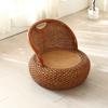 Silla de ratán tatami al por mayor asiento de balcón silla con respaldo taburete redondo para el hogar taburete bajo taburete de ratán silla pequeña tejida pastoral