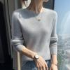 Camiseta Base de Caxemira Pequena Macia Suave Básica Bonita para Bebê Suéter de Gola Redonda Slim-fit Tricô de Lã Curto Outono e Inverno