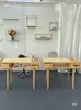 Conjunto de Mesa e Cadeira de Manicure de Madeira Estilo Japonês com Aspirador, Assento Único/Duplo/Triplo, Madeira Maciça, Gavetas de Armazenamento de Camada Dupla, Estação de Manicure