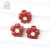 Acessórios de Liga com Gotejamento de Óleo em Formato de Flor Materiais para Corrente de Celular DIY Acessórios de Joia Contas com Furo Reto Decorações do Festival do Barco-Dragão