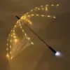 Ventas Directas de Fábrica Creativo Colorido Paraguas Mediano Luminoso Paraguas con Iluminación LED Señal Nocturna Mango Largo Transparente