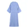 Nuevo Vestido de Moda de Verano para Mujer para Comercio Transfronterizo, Estilo Europeo y Americano, Moderno Vestido Midi de Mezcla de Lino con Cinturón