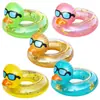 Anillo Flotador Inflable de Pato Amarillo Grande con Lentejuelas Cruzado en Stock, Flotador Inflable de Pato de Agua Engrosado y Ampliado para Fiesta en la Piscina