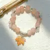 Pulsera Nueva de Cristal y Vidrio con Colgante de Flor y Hoja de Arce, Pulsera de Amistad para Mujer, Joyería Festiva, Venta al por Mayor para Atracciones Turísticas