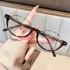 Gafas Retro Británicas Ovaladas de Media Montura para Mujeres con Miopía, Rostro Pequeño, Monturas de Estilo Nerd Literario, Ojo de Gato
