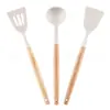 Utensílios de Cozinha com Cabo de Madeira, Conjunto de Espátulas de Silicone, Espátula e Colher de Silicone Resistentes a Altas Temperaturas, Ferramentas de Cozinha Antiaderentes, Espátula de Cozinha