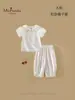 Xiafan Verano Nuevo Estilo Conjunto de Dos Piezas con Pantalones Florales de Manga Corta para Bebés y Niñas Clase a