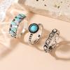 Anillo bohemio turquesa vintage europeo y americano, anillo para nudillo, joyería popular de comercio exterior