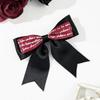 Horquilla con lazo y letras vintage negras para mujer, estilo oscuro, dulce y moderno, estilo de alta gama, con clip lateral y clip superior, accesorios para el cabello