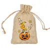 Bolsas de Juta com Cordão para Halloween em Estoque, Sacos para Armazenamento de Doces e Biscoitos, Bolsas de Juta com Cordão para Decoração de Presentes de Halloween