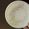 Suporte para Bule de Argila de Jade e Porcelana Branca Pintado à Mão da Dinastia Tang e Song, Conjunto de Chá Kung Fu, Bandeja de Cerâmica para Chá Seco com Flores de Glicínia, Bandeja Multifuncional para Lanches de Chá