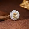Anillo de Plata de Ley S925 con Cristal Amarillo, Amatista y Topacio para Mujer, Joyería Hueca de Encaje con Piedras Preciosas de Color Natural, Fabricante, Venta al por Mayor