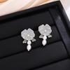 Pendientes Colgantes de Aguja de Plata Retro Francés Camelia Perla Estilo Mori Lujo Ligero Moda de Alta Gama Pendientes Elegantes para Mujer
