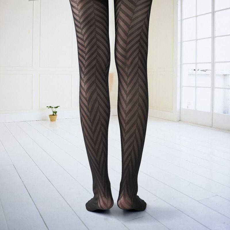 大箭头斜纹提花连裤袜-805
