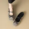 Zapatos Mary Jane Planos Tejidos de Punta Cerrada sin Cordones con Lazo Estilo Francés Nuevos de Verano para Mujer