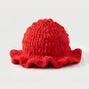 Chapéu de Pescador com Babados Tricotado à Mão Popular da Amazon Chapéu de Tricô Quente Fashion Desenho Animado Atacado