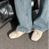 Novos Mocassins de Ballet Retrô de Outono com Rebites e Laço Elegantes Versáteis para o Dia a Dia Decote Baixo com Cadarço Sapatos Únicos