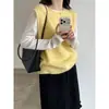 Colete em tricô de lã macio e fofo LUXI em camadas para mulheres, estilo coreano outono 2026, versátil colete de tricô top ss1088