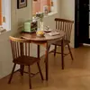 Mesa Redonda Retráctil Estilo Francés de Mediados de Siglo Toda de Madera Maciza Mesa de Comedor Oval Plegable Mesa Retro para Apartamento Pequeño Mesa de Comedor