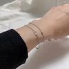 Pulseira de Prata S925 Camada Dupla Amor Meninas Estilo Mori Estilo Coreano Temperamento Doce Pulseira de Namorada Estudante Simples Presente Tendência